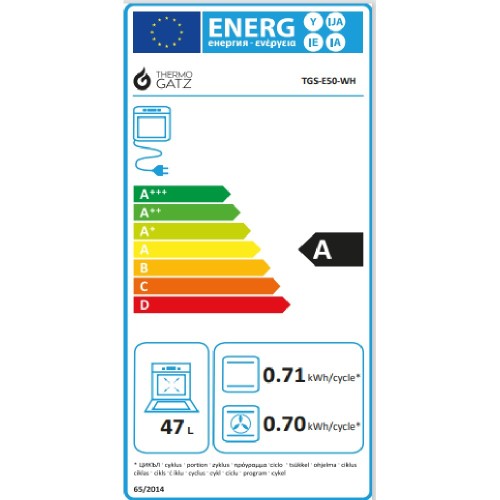 COOKER FREE STANDING  TGS E50 WH ΕΜΑΓΙΕ 50CM ΛΕΥΚΗ A 47LT (ΚΑΠΑΚΙ)